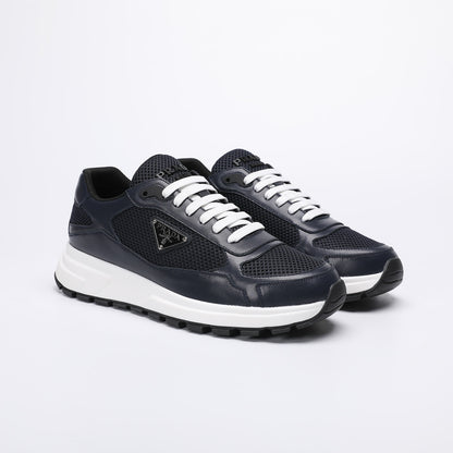 Prada Prax 02 Fabric and Brushed Leather Sneakers "Black-White"