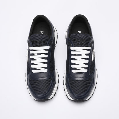 Prada Prax 02 Fabric and Brushed Leather Sneakers "Black-White"