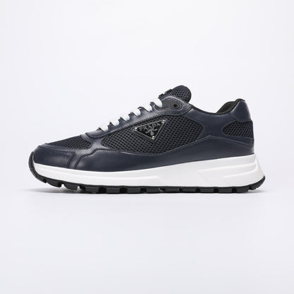Prada Prax 02 Fabric and Brushed Leather Sneakers "Black-White"