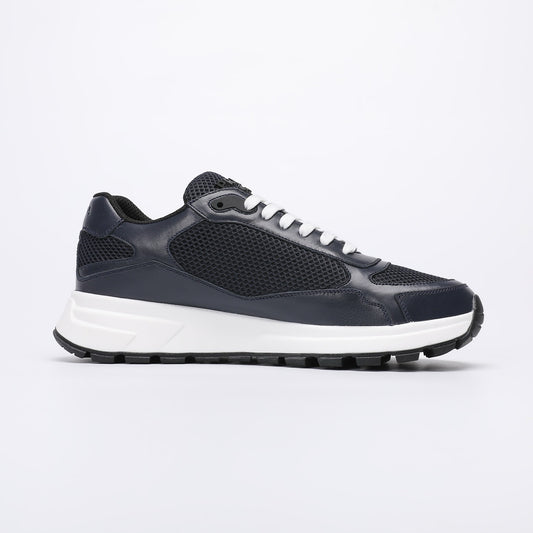 Prada Prax 02 Fabric and Brushed Leather Sneakers "Black-White"