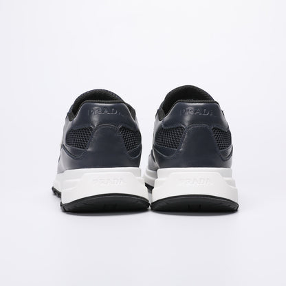 Prada Prax 02 Fabric and Brushed Leather Sneakers "Black-White"