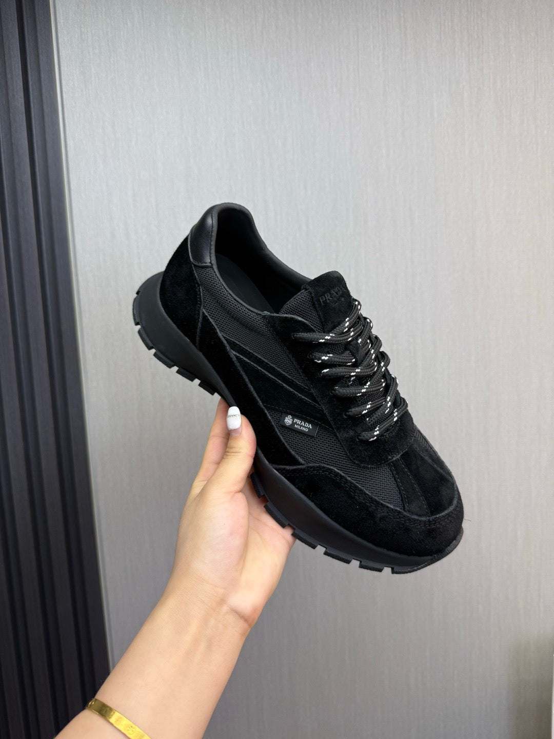 Prada Mesh fabric and Suede Sneakers "Black"