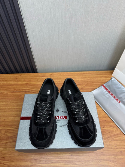 Prada Mesh fabric and Suede Sneakers "Black"