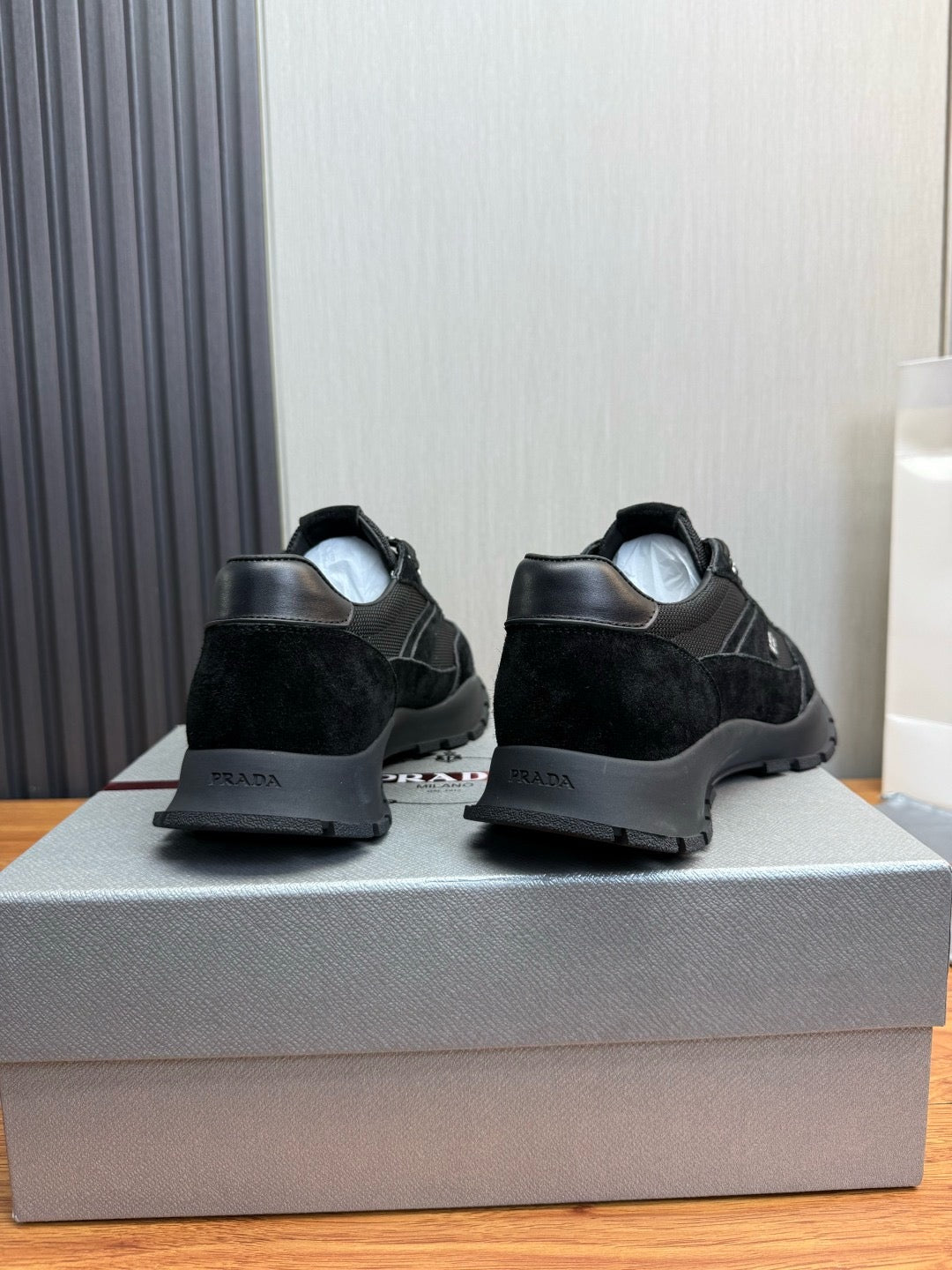 Prada Mesh fabric and Suede Sneakers "Black"