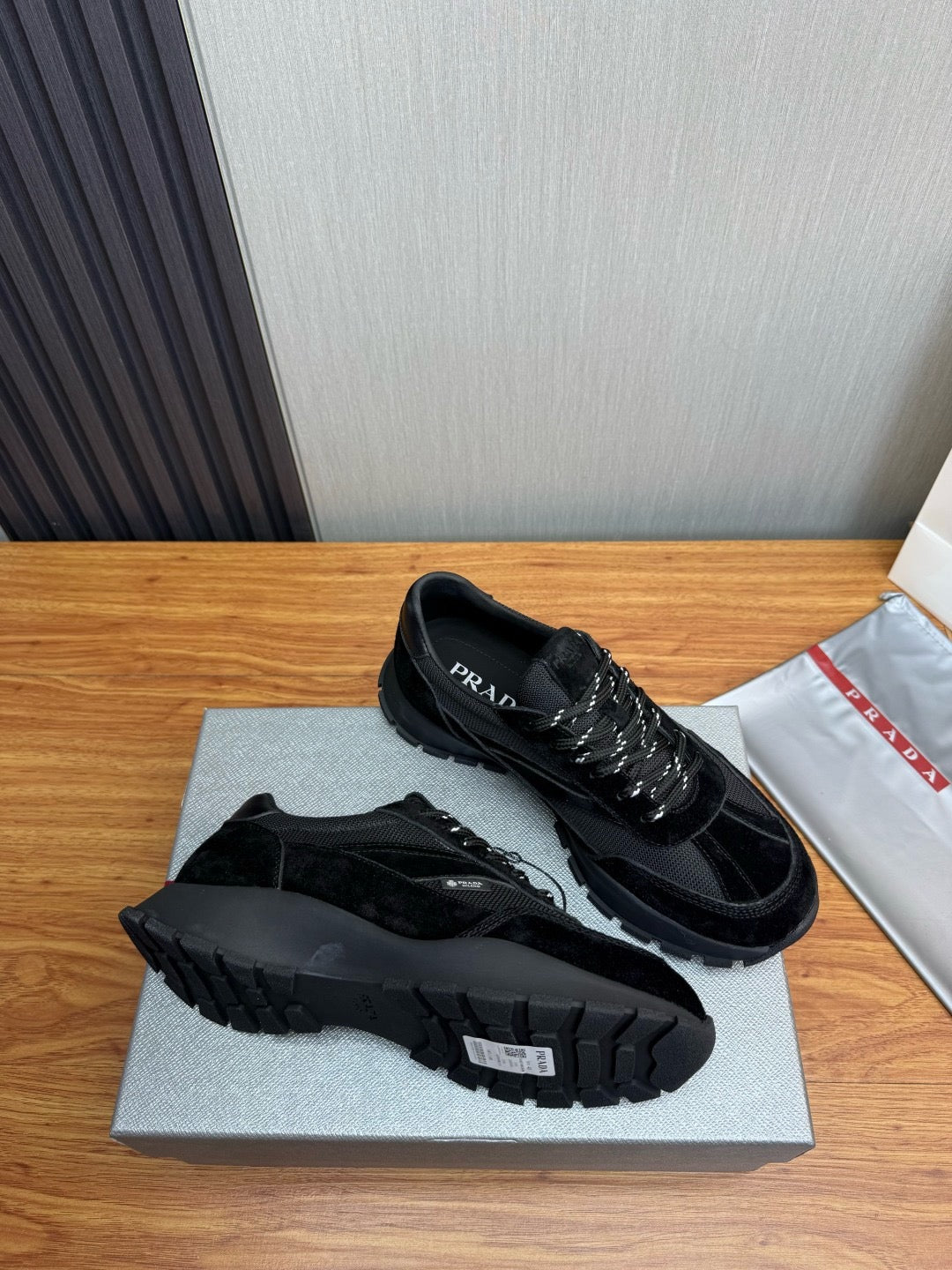Prada Mesh fabric and Suede Sneakers "Black"