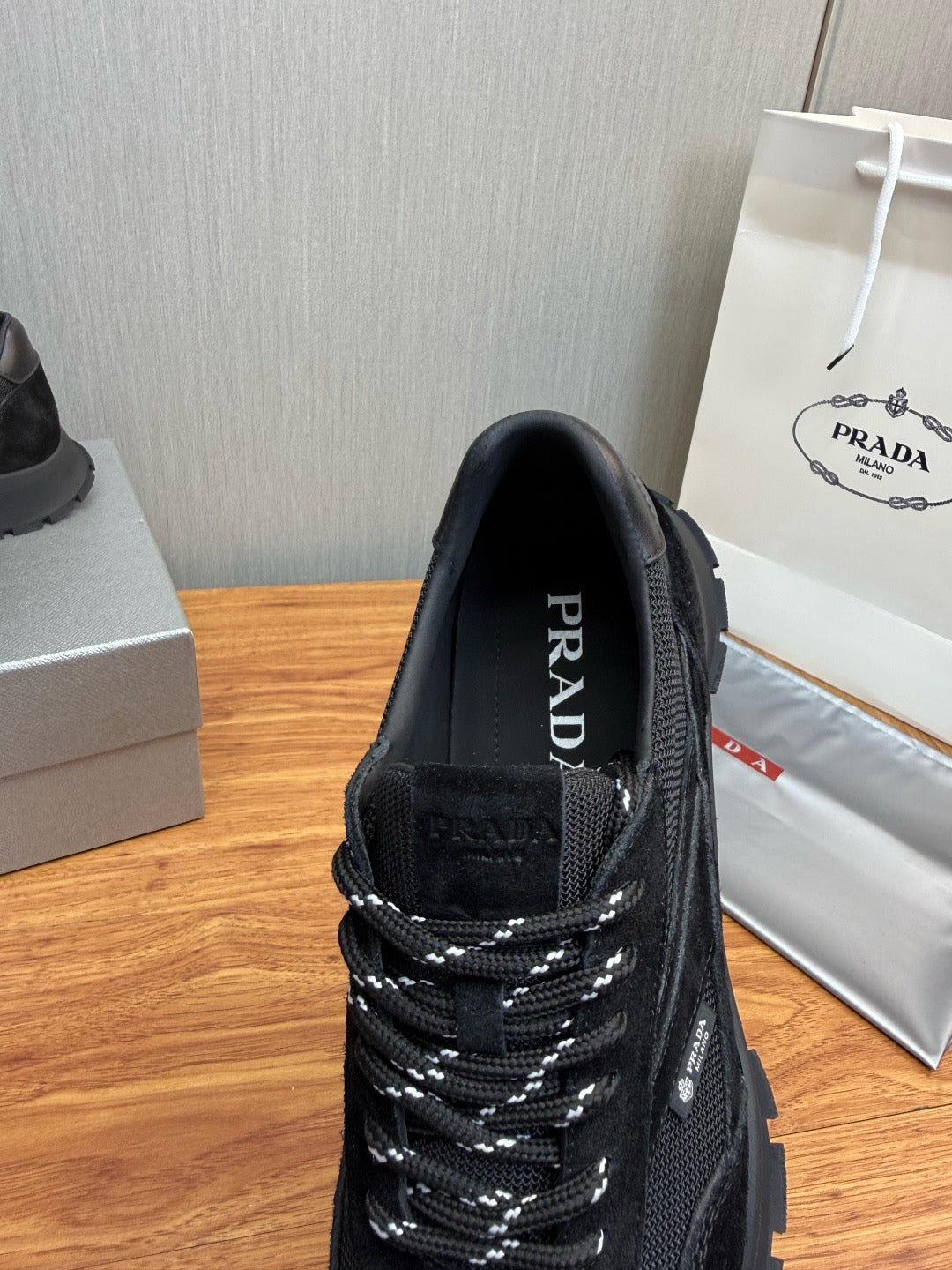 Prada Mesh fabric and Suede Sneakers "Black"