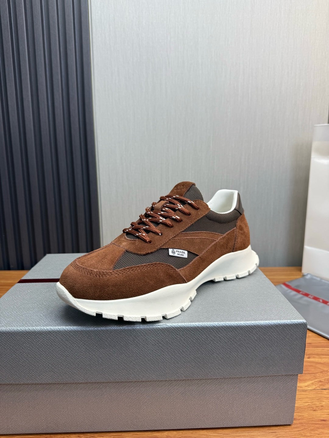 Prada Mesh fabric and Suede Sneakers "Cocoa Brown"