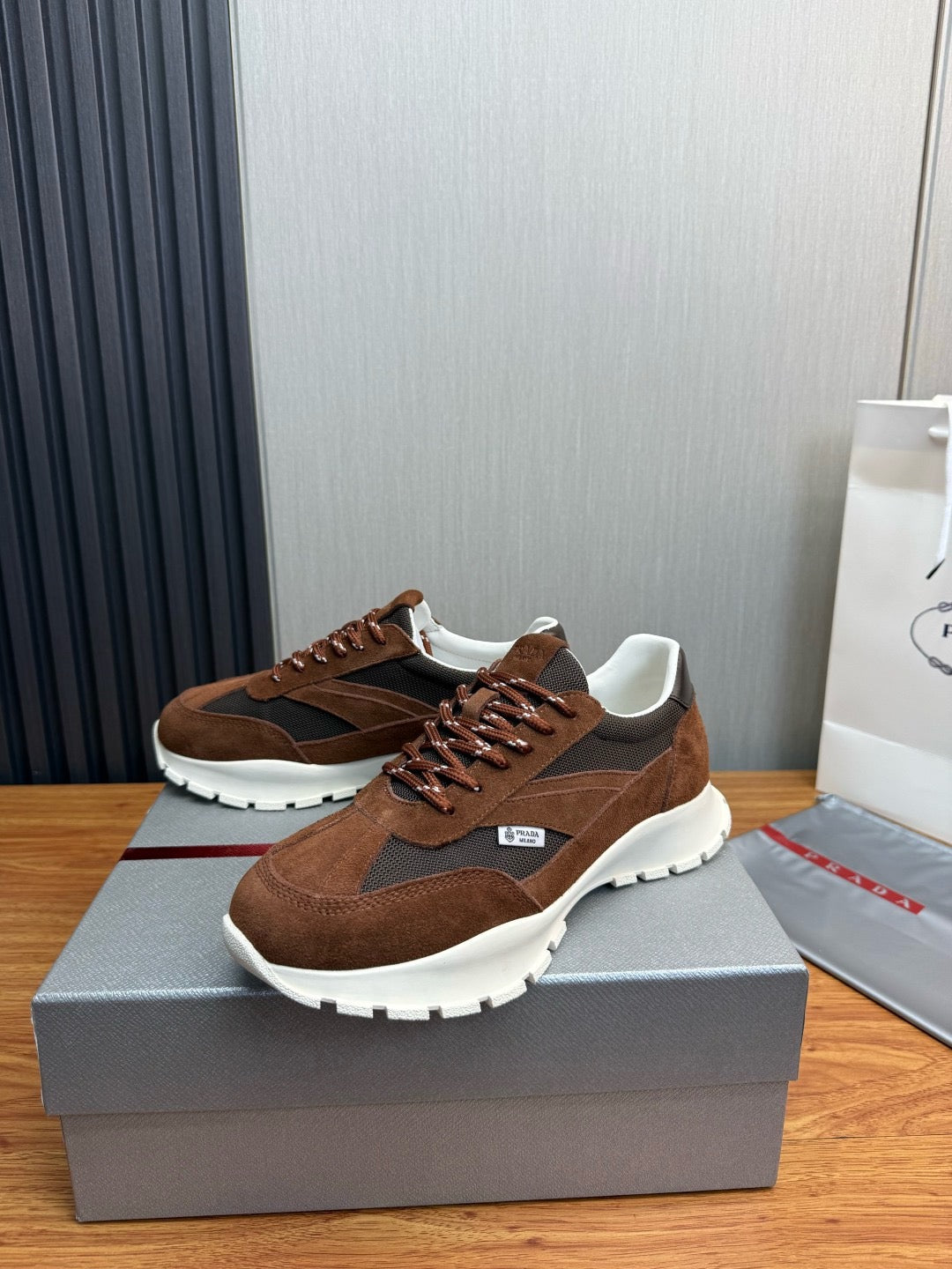 Prada Mesh fabric and Suede Sneakers "Cocoa Brown"