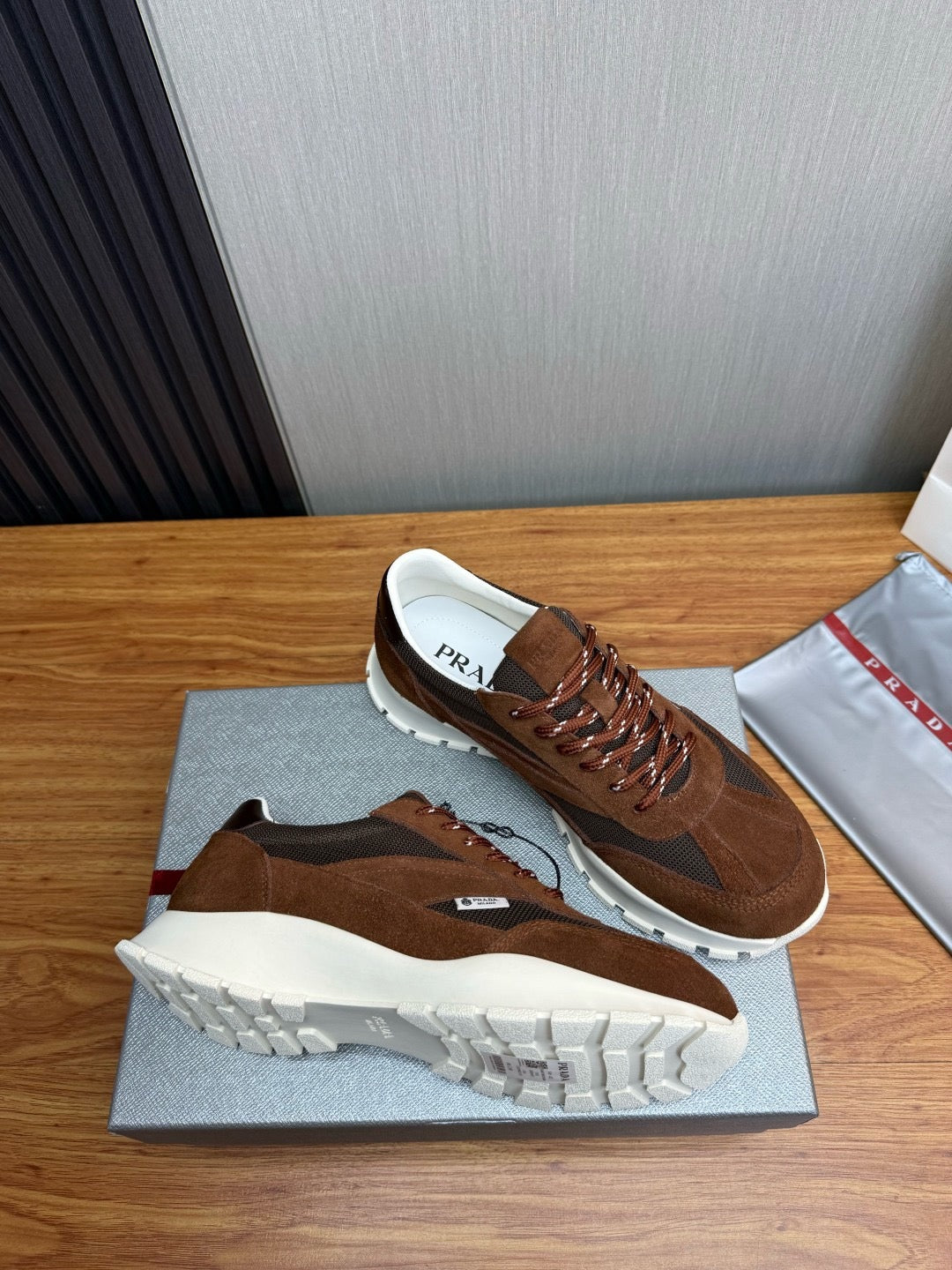 Prada Mesh fabric and Suede Sneakers "Cocoa Brown"