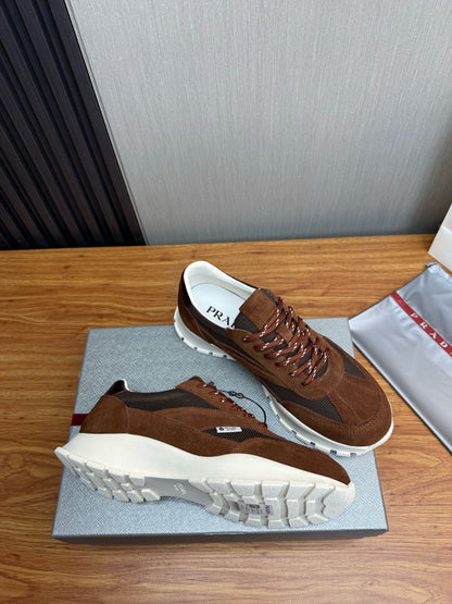 Prada Mesh fabric and Suede Sneakers "Cocoa Brown"