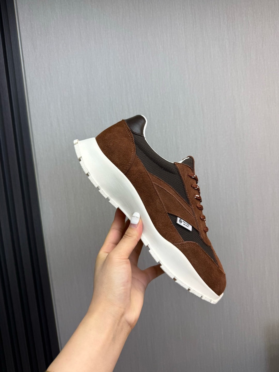 Prada Mesh fabric and Suede Sneakers "Cocoa Brown"