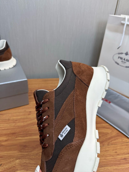Prada Mesh fabric and Suede Sneakers "Cocoa Brown"