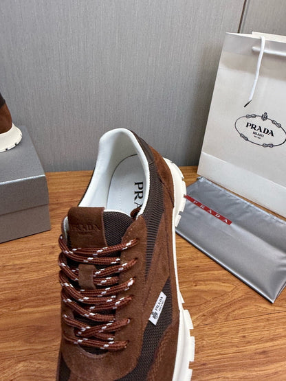 Prada Mesh fabric and Suede Sneakers "Cocoa Brown"