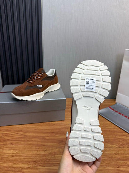 Prada Mesh fabric and Suede Sneakers "Cocoa Brown"