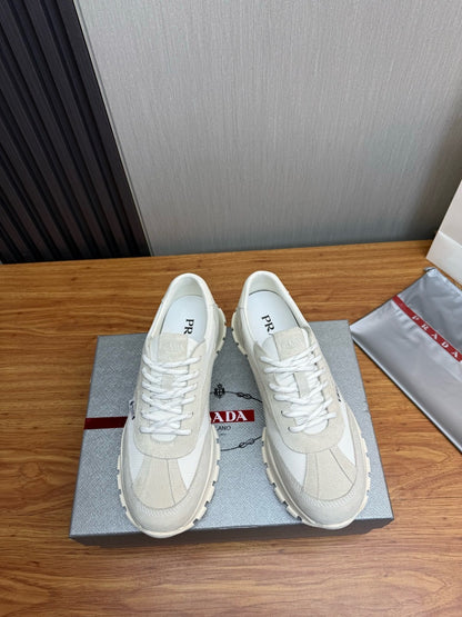 Prada Mesh fabric and Suede Sneakers "White"