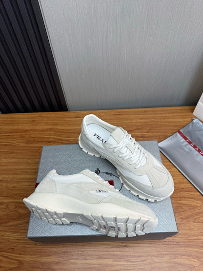 Prada Mesh fabric and Suede Sneakers "White"