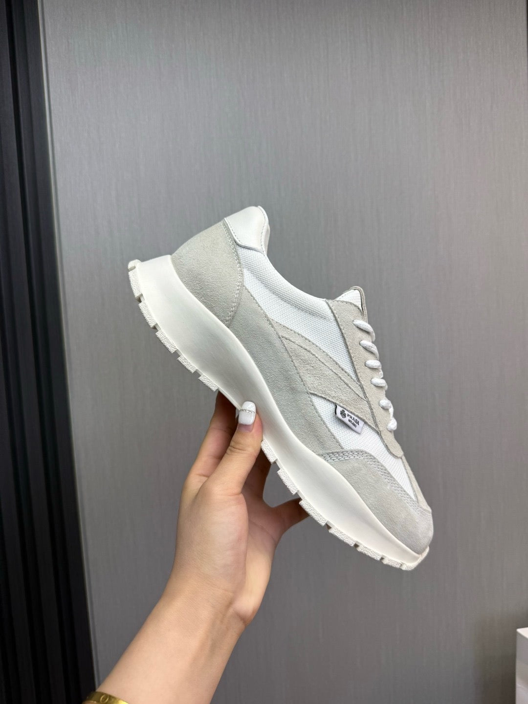 Prada Mesh fabric and Suede Sneakers "White"