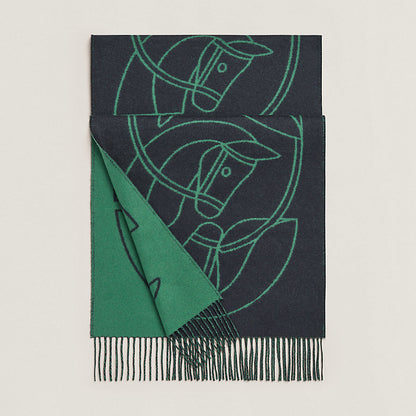 Hermes Casaque Entrelacs Equestres Scarf "Grey-Mint"