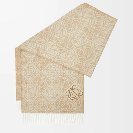 Loewe Anagram Wool and Cashmere Scarf "Cream"