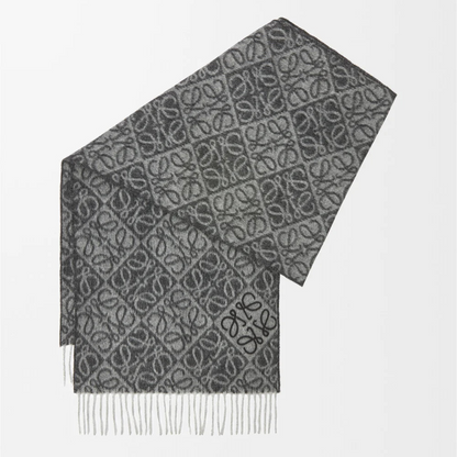 Loewe Anagram Wool and Cashmere Scarf "Grey-Black"