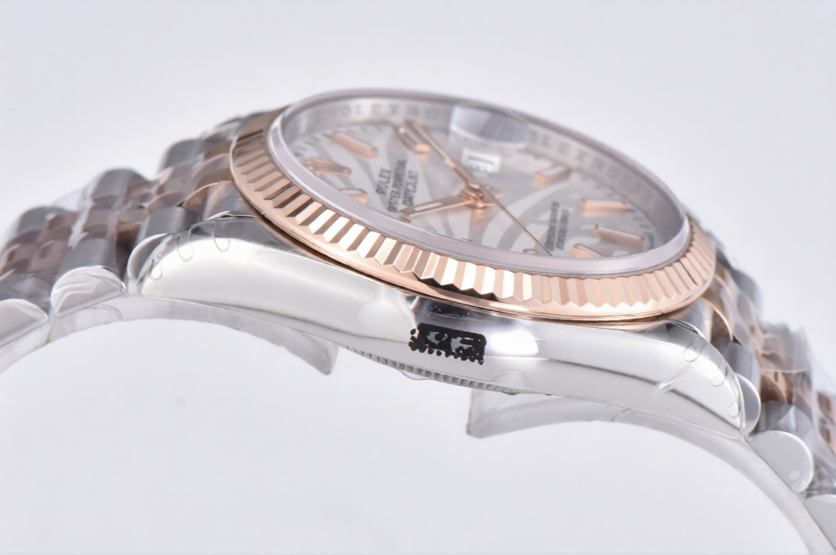 Rolex Date Just 36mm SS/RG Jubilee Bracelet Steel Silver Leaf Dial