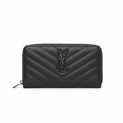 Yves Saint Laurent Cassandre Matelasse Zip Around Wallet Black