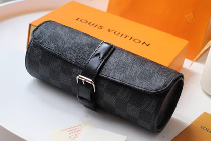 Louis Vuitton 3 Watch Case Damier Graphite Canvas