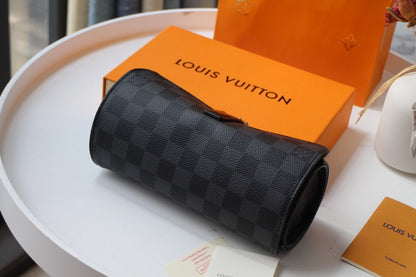 Louis Vuitton 3 Watch Case Damier Graphite Canvas