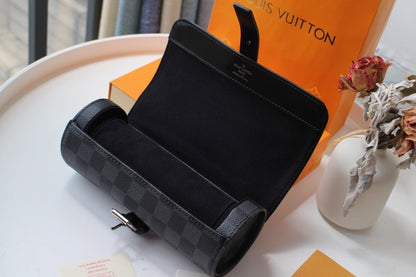 Louis Vuitton 3 Watch Case Damier Graphite Canvas