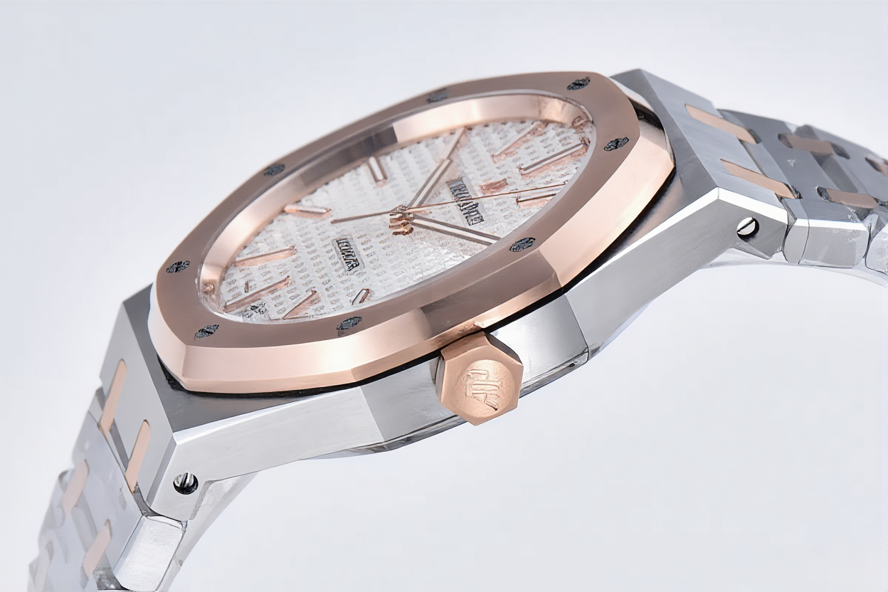 Audemars Piguet Royal Oak 41mm Rose Gold and Steel White Dial