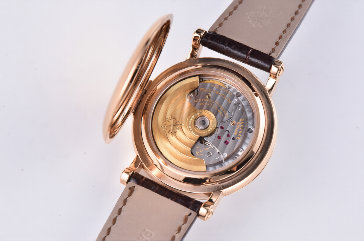 Patek Philippe Calatrava 38mm Rose Gold Brown Leather White Dial