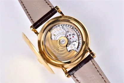 Patek Philippe Calatrava 38mm Gold Brown Leather White Dial