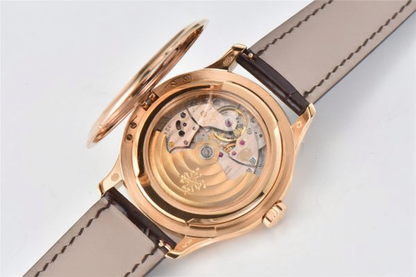 Patek Philippe Calatrava 39mm Rose Gold Brown Leather Cream Dial
