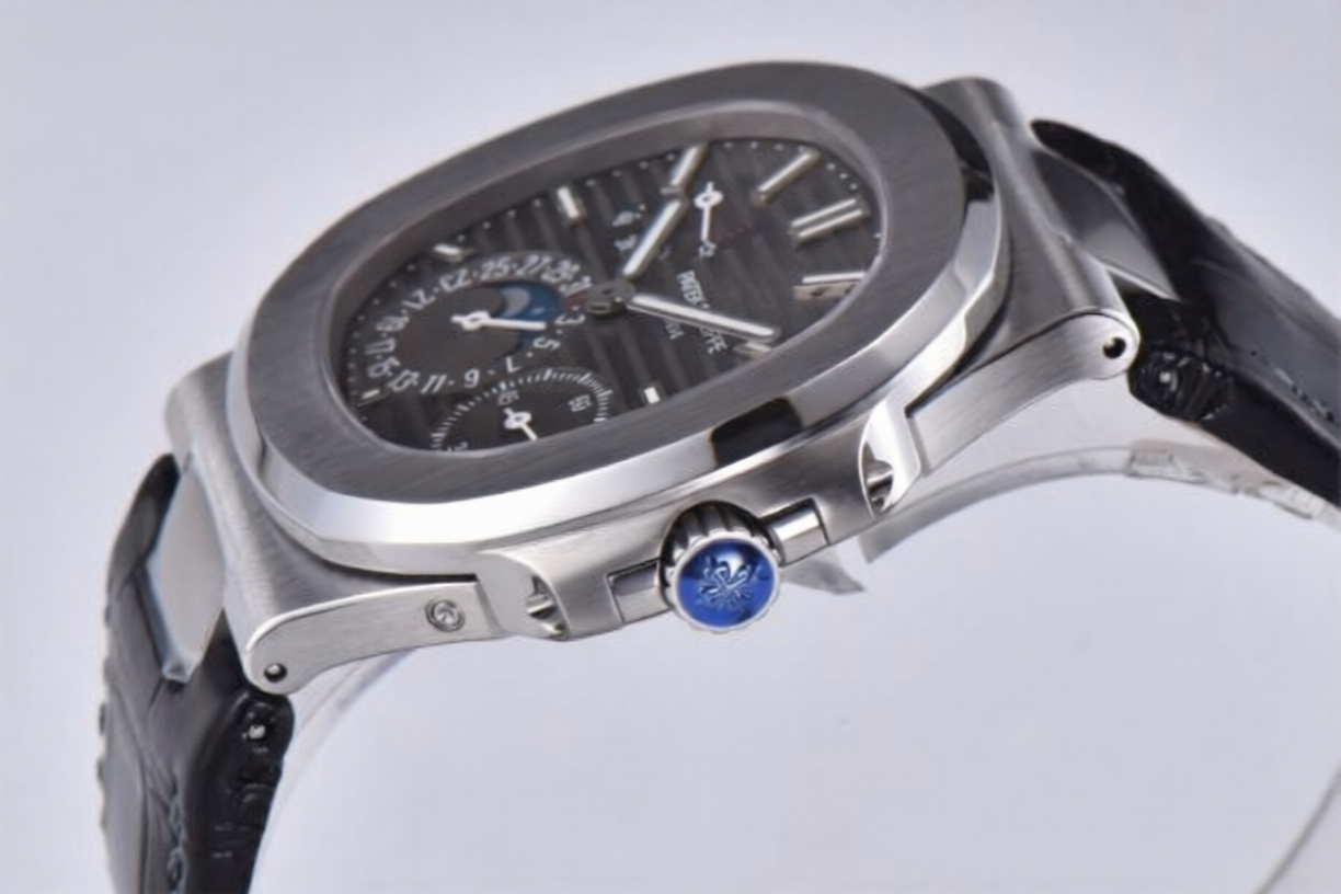 Patek Philippe Nautilus 41mm Black Leather Grey Dial