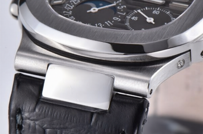 Patek Philippe Nautilus 41mm Black Leather Grey Dial