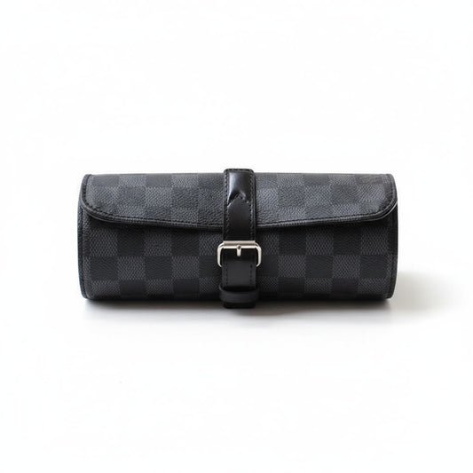 Louis Vuitton 3 Watch Case Damier Graphite Canvas