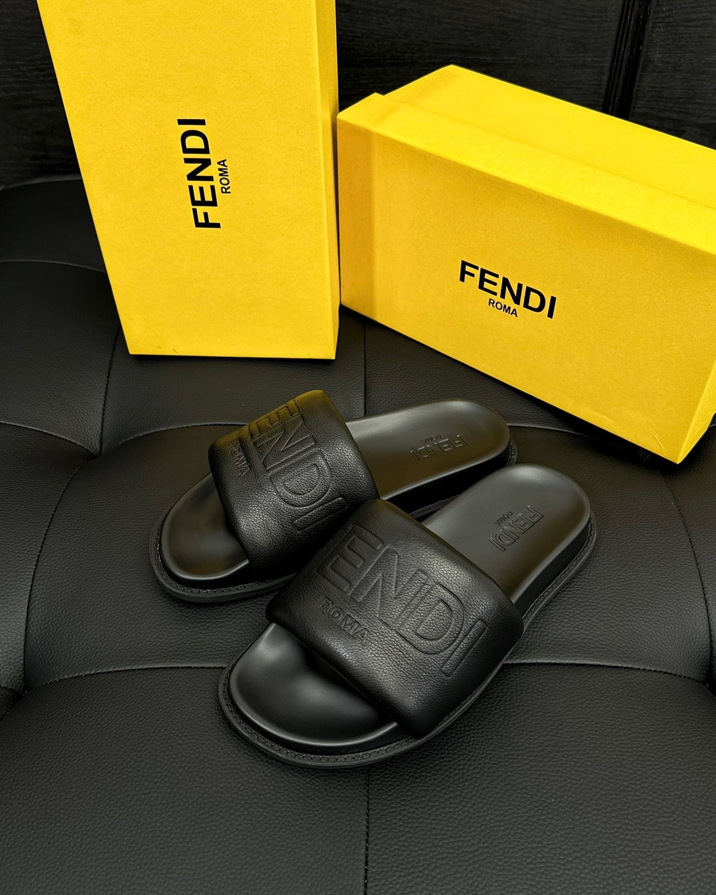 Fendi Roma Slides "Black"
