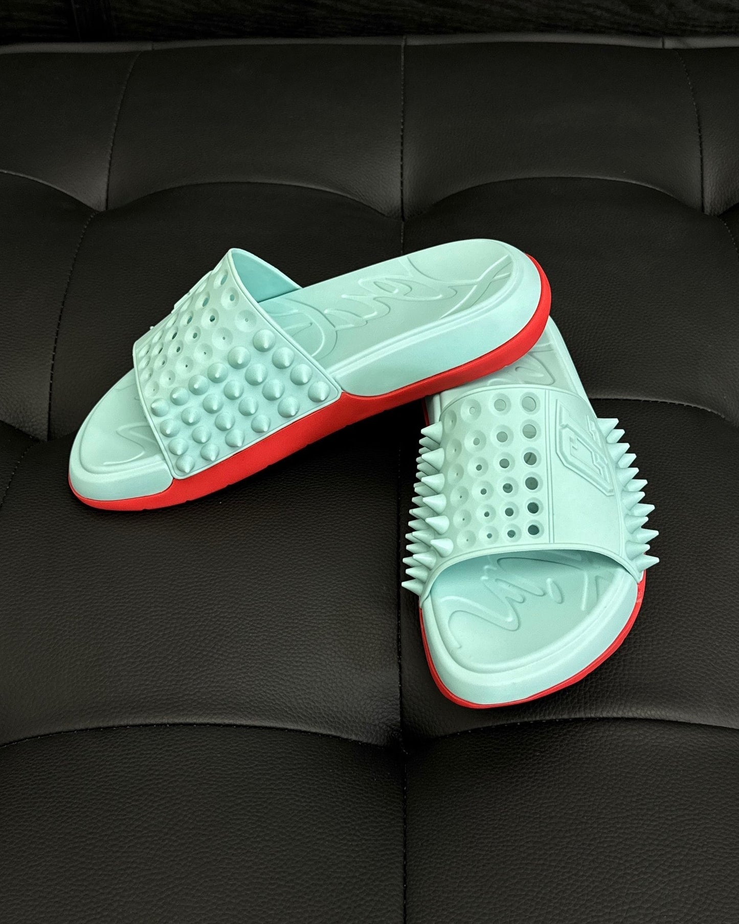 Christian Louboutin Take It Easy Slides "Light Blue"