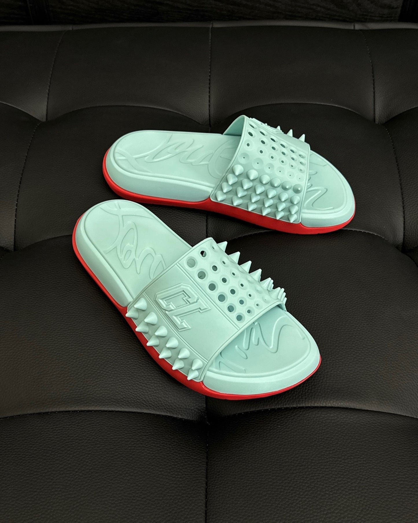 Christian Louboutin Take It Easy Slides "Light Blue"
