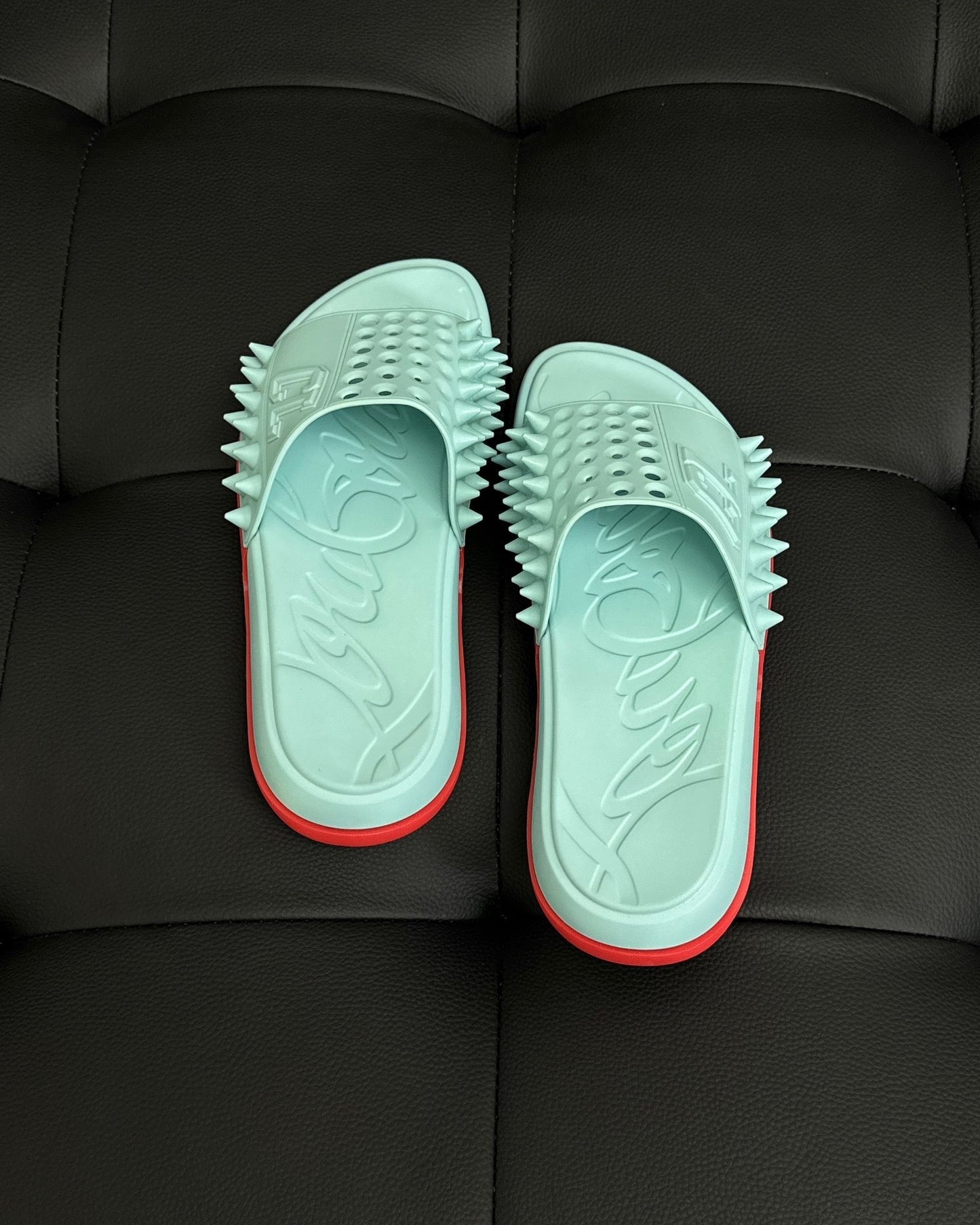 Christian Louboutin Take It Easy Slides "Light Blue"