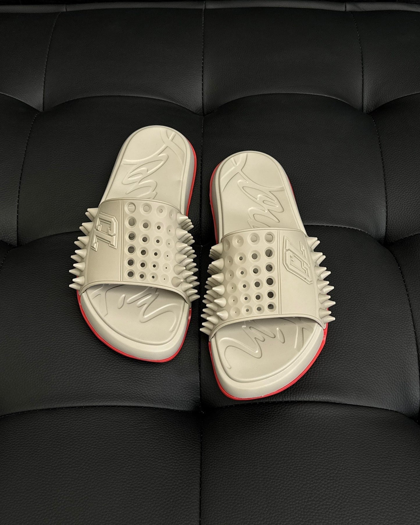 Christian Louboutin Take It Easy Slides "Beige"