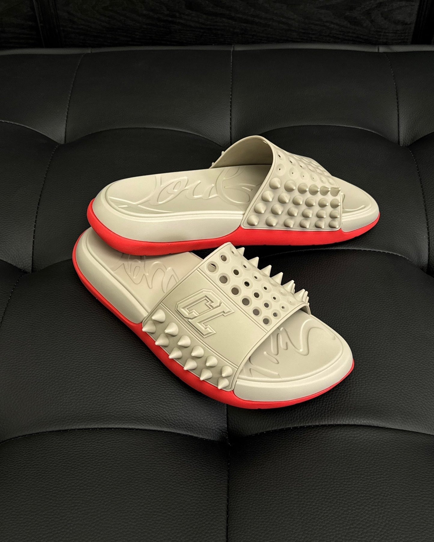 Christian Louboutin Take It Easy Slides "Beige"