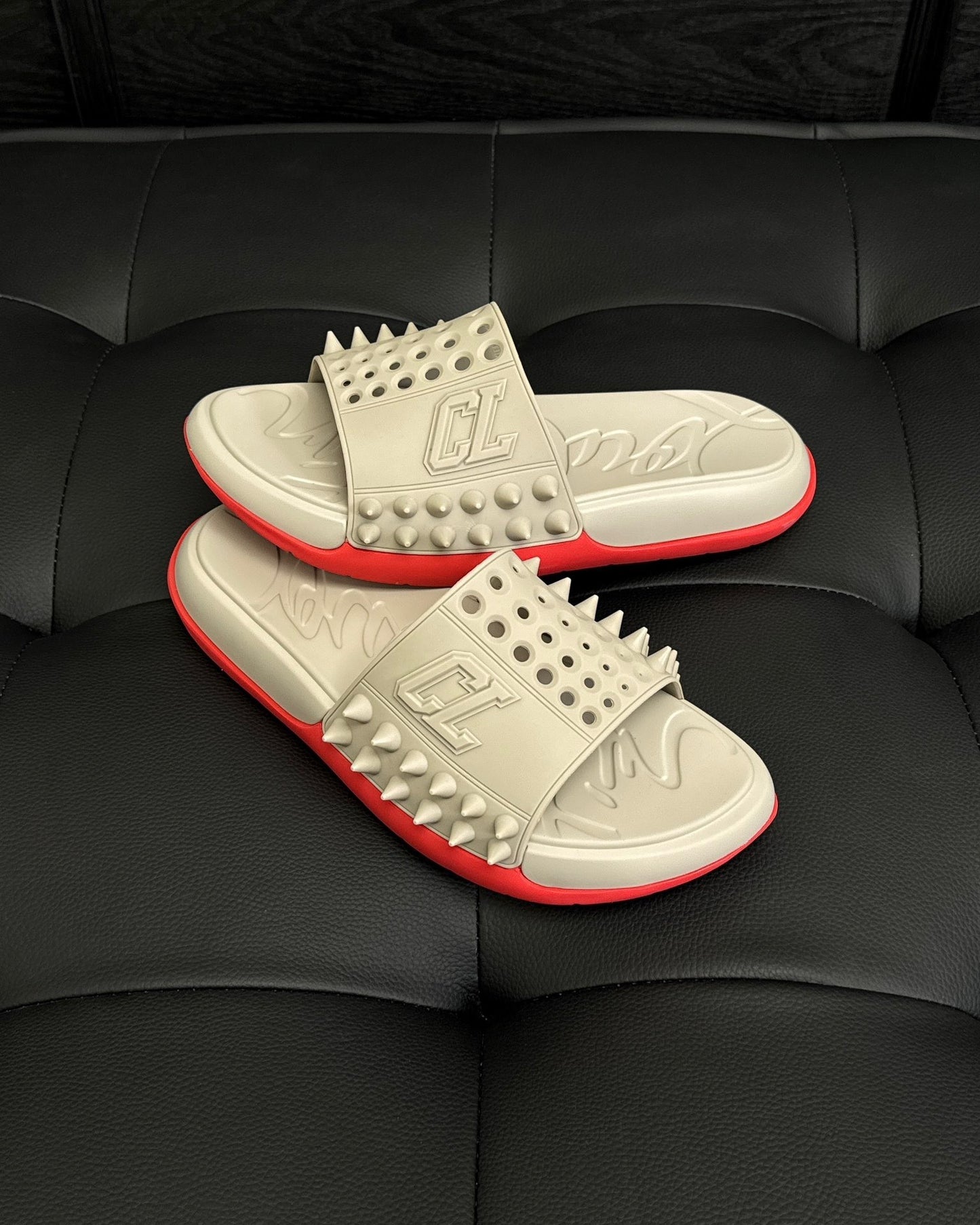 Christian Louboutin Take It Easy Slides "Beige"