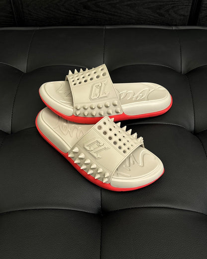 Christian Louboutin Take It Easy Slides "Beige"