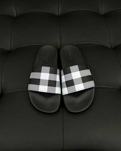 Burberry Furley Check Slides "Black Calico"