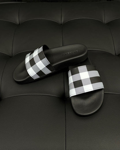 Burberry Furley Check Slides "Black Calico"