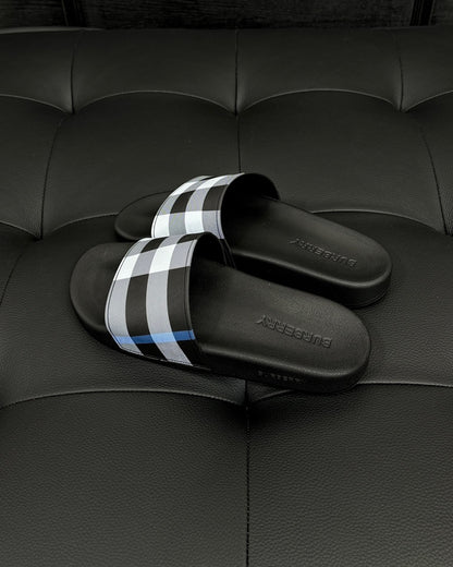 Burberry Furley Check Slides "Black Calico"
