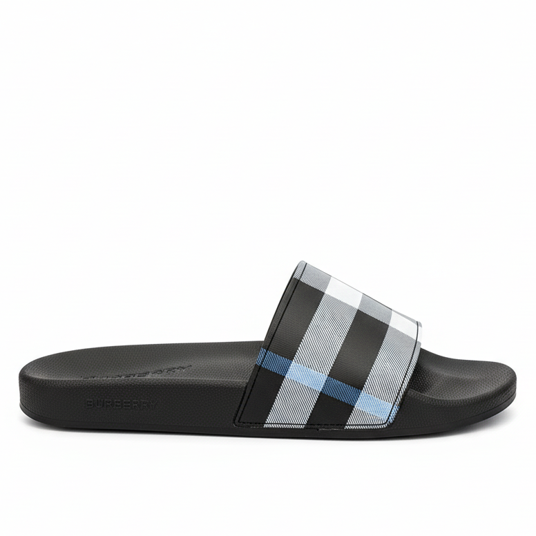 Burberry Furley Check Slides "Black Calico"