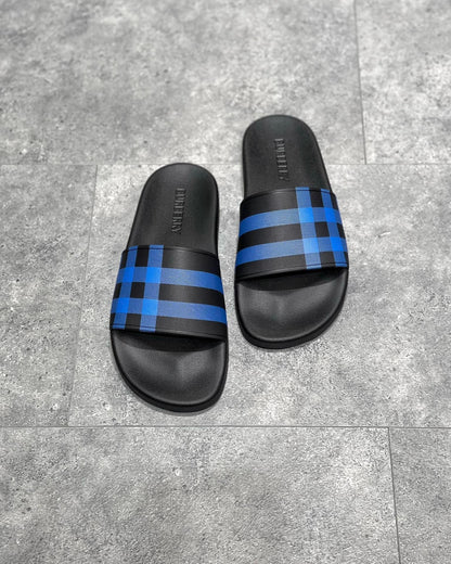 Burberry Furley Check Slides "Conrflower Blue"