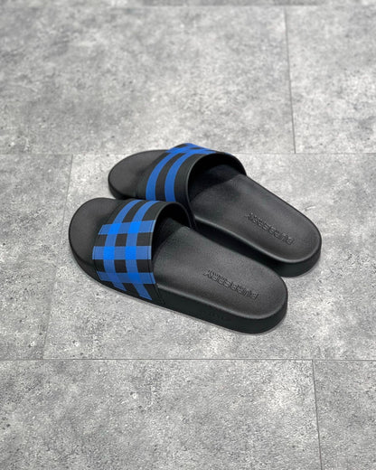 Burberry Furley Check Slides "Conrflower Blue"